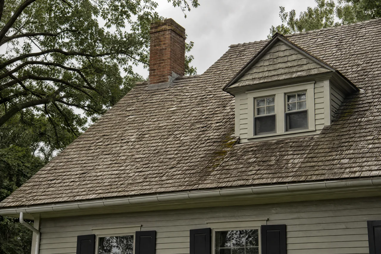 Cedar shake roof on a historic home near the Fox River in Aurora IL